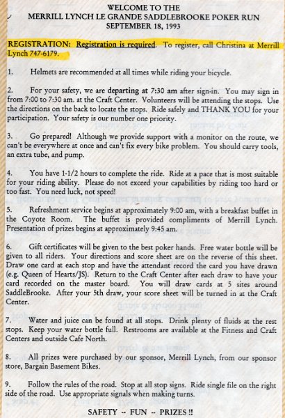 Ride - Sep 1993 - Poker Run - Information